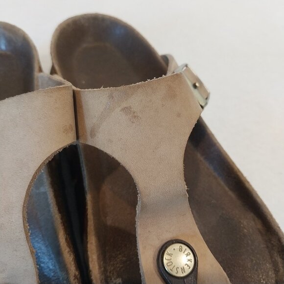 Birkenstock Sandals Women 5 5.5 Beige Gizeh Birko Flor Thong Slip On Flats EU 36 - Picture 7 of 13